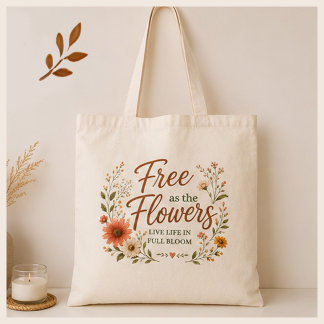 Vrij als de Bloemen Grafische Boho Canvas Tote Bag