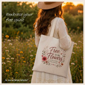 Vrij als de Bloemen Grafische Boho Canvas Tote Bag