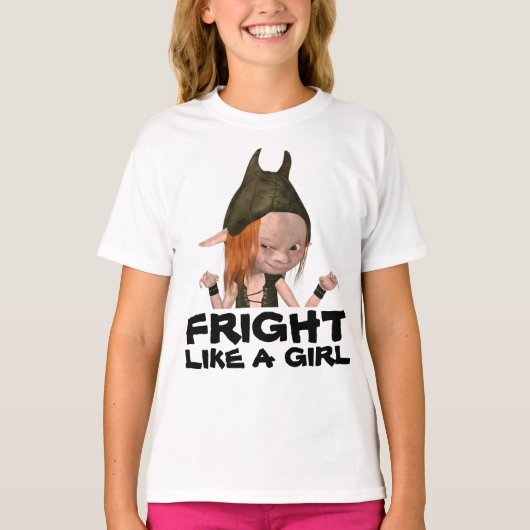 VRIJ ALS EEN MEISJE, Funny Elf Girls T-shirts (Voorkant)