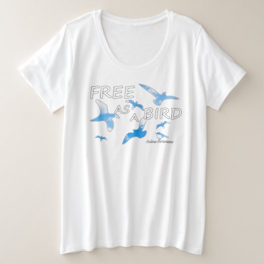 Vrij als een vogel 2 grote maat t-shirt (Design voorkant)