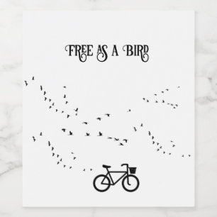 Vrij als een vogel Fietsend leven Zwart en wit kun Wijn Etiket
