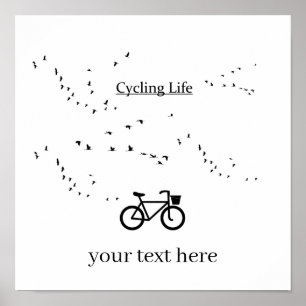 Vrij als een vogel Fietsleven Zwart en Wit Kunst Poster