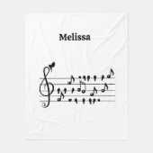 Vrij als vogel, zangvogels die als muzikale noten  fleece deken (Voorkant)