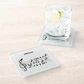 Vrij als vogel, zangvogels die als muzikale noten  glazen onderzetter (Schuin)