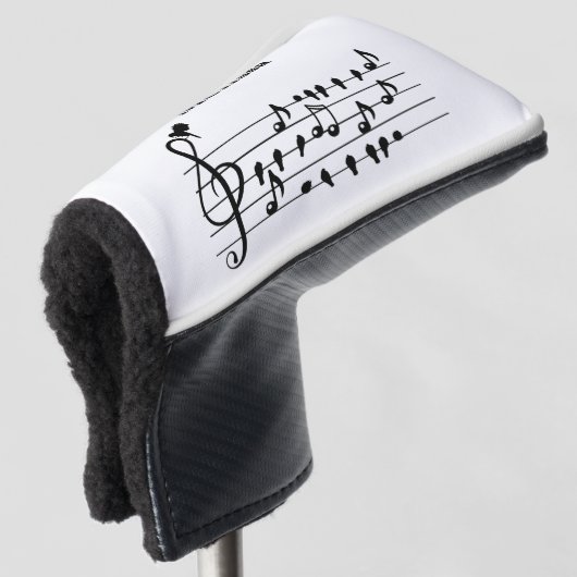 Vrij als vogel, zangvogels die als muzikale noten  golfheadcover (3/4 voorkant)