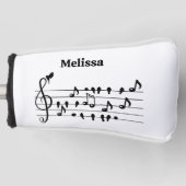 Vrij als vogel, zangvogels die als muzikale noten  golfheadcover (Voorkant)