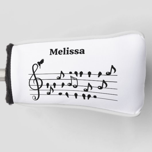 Vrij als vogel, zangvogels die als muzikale noten  golfheadcover (Voorkant)