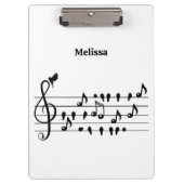 Vrij als vogel, zangvogels die als muzikale noten  klembord (Voorkant)