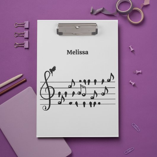 Vrij als vogel, zangvogels die als muzikale noten  klembord