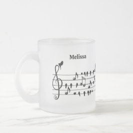 Vrij als vogel, zangvogels die als muzikale noten  matglas koffiemok