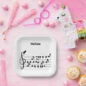 Vrij als vogel, zangvogels die als muzikale noten papieren bordje (Feest)