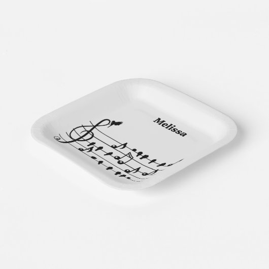 Vrij als vogel, zangvogels die als muzikale noten  papieren bordje (Gebogen)