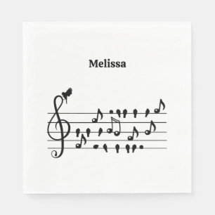 Vrij als vogel, zangvogels die als muzikale noten servet