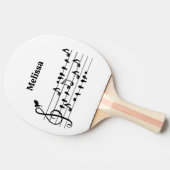 Vrij als vogel, zangvogels die als muzikale noten  tafeltennisbatje (Zijkant)