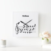 Vrij als vogel, zangvogels die als muzikale noten  vierkante klok (Huis)