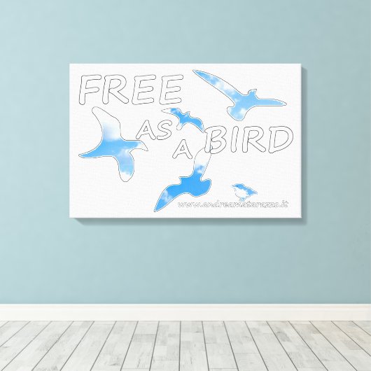 Vrij als vogelvrij canvas afdruk (Insitu (Houten vloer))