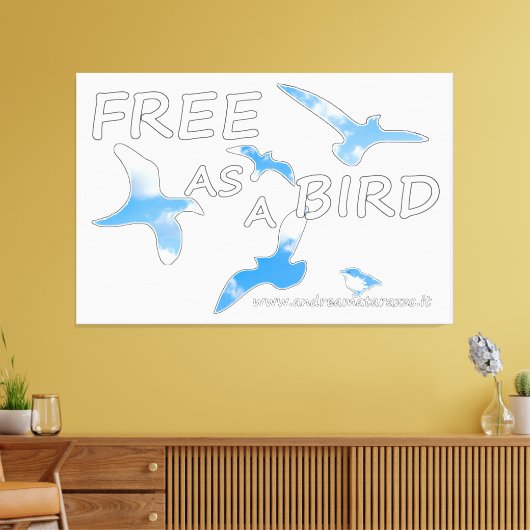 Vrij als vogelvrij canvas afdruk (Insitu (Woonkamer))