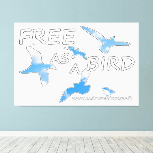 Vrij als vogelvrij canvas afdruk (Insitu (Houten vloer))