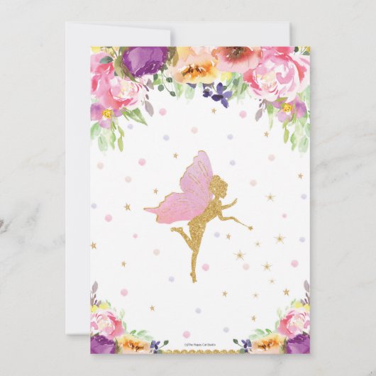 Vrij Baby shower Uitnodiging Floral Baby shower (Achterkant)