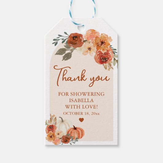 Vrij Boho Pompoen Bruiloft Favor Tag Cadeaulabel (Voorkant)