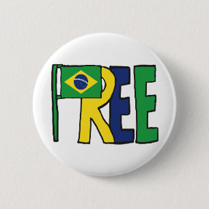 Vrij Brazilië Ronde Button 5,7 Cm