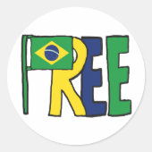 Vrij Brazilië Ronde Sticker (Voorkant)