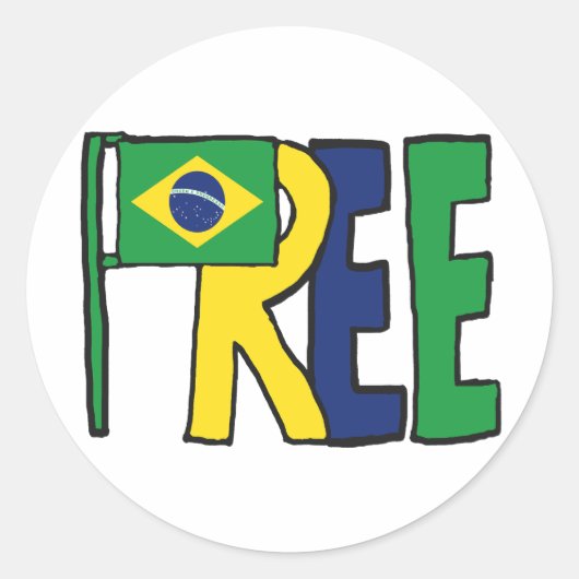 Vrij Brazilië Ronde Sticker (Voorkant)