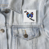 " VRIJ " BUTTERFLES VIERKANTE BUTTON 5,1 CM (In situ)