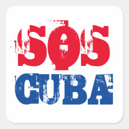 Vrij Cuba SOS Cuba rood wit blauw Vierkante Sticker