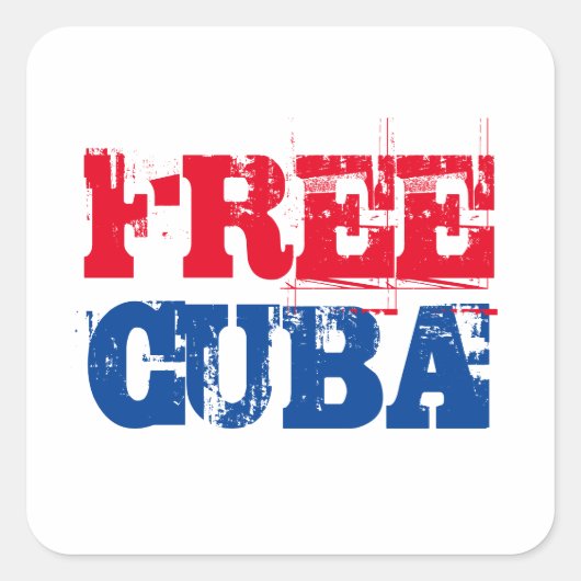 Vrij Cuba SOS Cuba rood wit blauw Vierkante Sticker (Voorkant)