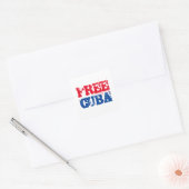 Vrij Cuba SOS Cuba rood wit blauw Vierkante Sticker (Envelop)
