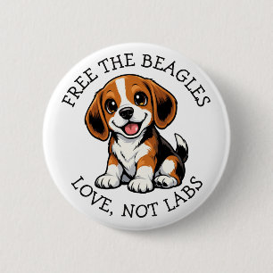 Vrij de Beagles, Liefde, Geen Labs! Ronde Button 5,7 Cm