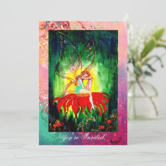 VRIJ DREAMEN OP EEN RODE, roze, groen Kaart (Staand voorkant)