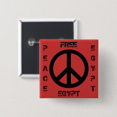 VRIJ EGYPTE PEACE EGYPTE VIERKANTE BUTTON 5,1 CM (Voorkant /achterkant)