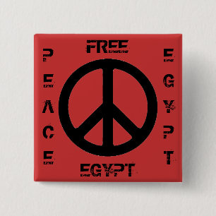 VRIJ EGYPTE PEACE EGYPTE VIERKANTE BUTTON 5,1 CM