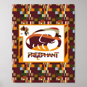 VRIJ ELEPHANT VAN MASANSER PIXELAT POSTER