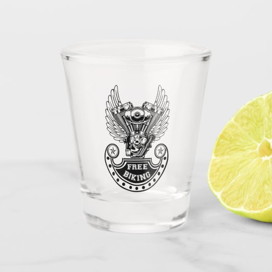 Vrij fietsen shot glas (Voorkant)