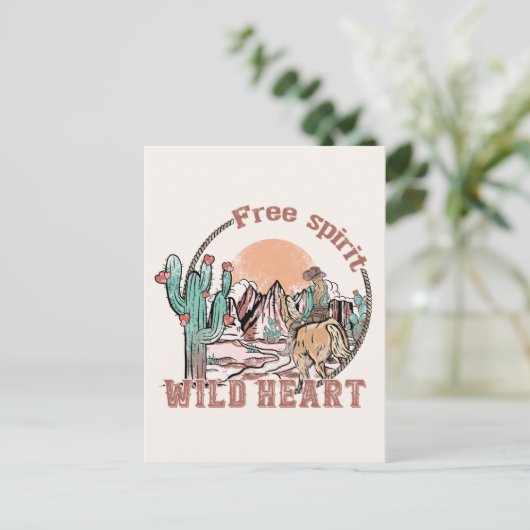 Vrij Geest, Wild Heart | Western land Briefkaart (Staand voorkant)