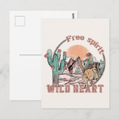 Vrij Geest, Wild Heart | Western land Briefkaart (Voorkant / Achterkant)