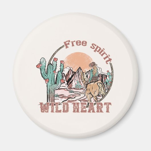 Vrij Geest, Wild Heart | Western land Magneet (Voorkant)