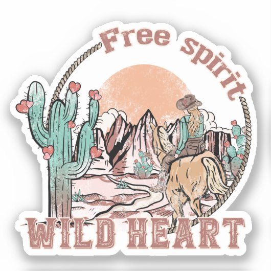 Vrij Geest, Wild Heart | Western land Sticker (Voorkant)
