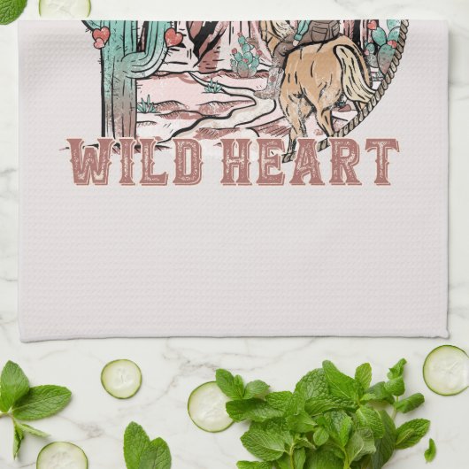 Vrij Geest, Wild Heart | Western land Theedoek (Gevouwen)