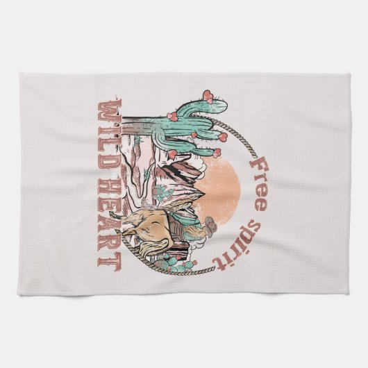 Vrij Geest, Wild Heart | Western land Theedoek (Horizontaal)