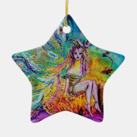 VRIJ IN DE NACHT VIBRANT BLUE SAPPHIRE Gem Keramisch Ornament (Voorkant)