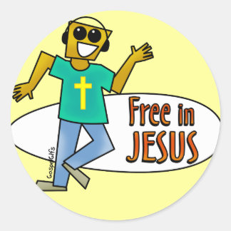 Vrij in Jezus Ronde Sticker