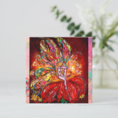 VRIJ IN rood - gele roze Aankondiging (Staand voorkant)