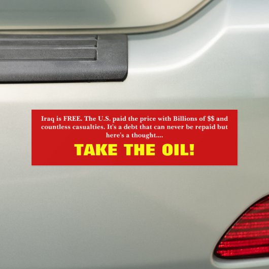 Vrij Irak Neem de olie op Bumpersticker (Op auto)