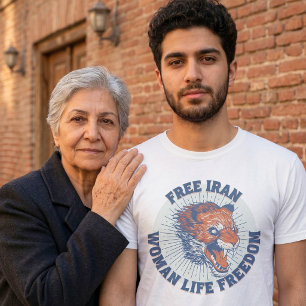 Vrij Iran Protests Boze Leeuw Blauw T-shirt