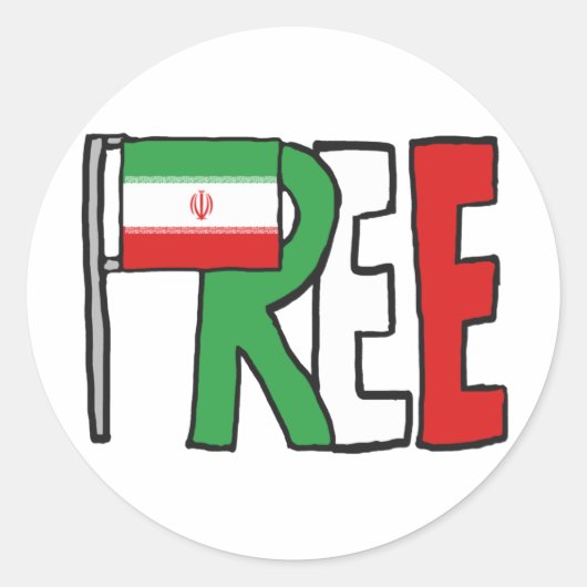 Vrij Iran Ronde Sticker (Voorkant)