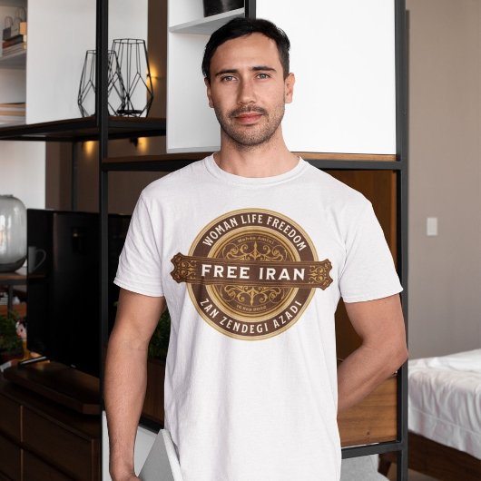 Vrij Iran Vrouw | Mahsa Amini Badge Bruin T-shirt